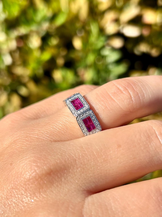 EFFY Ruby Diamond Wide Band Heavy in 14K White Go… - image 9