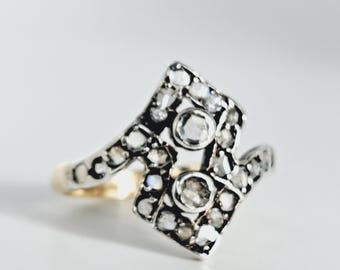 Victorian Rose Cut Diamond Ring in 18K Yellow Gold