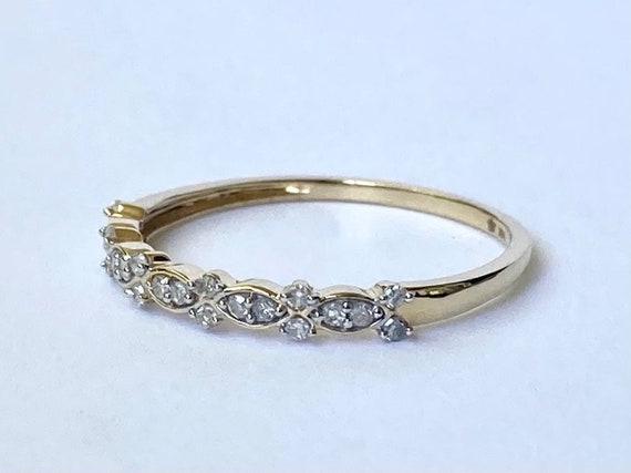 Diamond Floral Stacking Band in 14K Yellow Gold - image 4