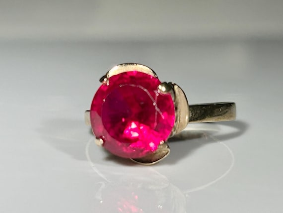 Antique Large Ruby Rosebud Ring Victorian Era in … - image 3