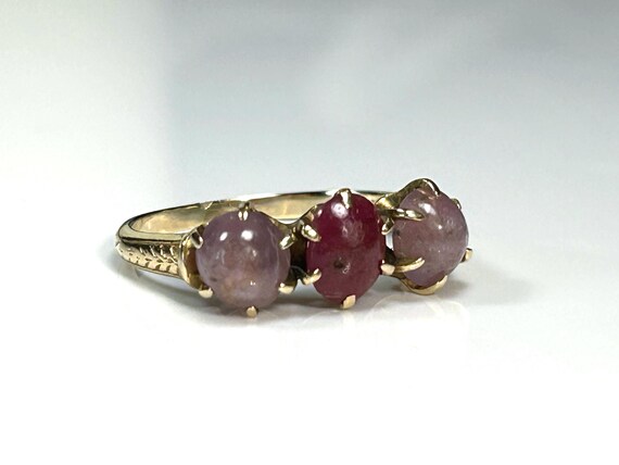 Victorian Star Ruby Past Present Future Ring in 1… - image 10