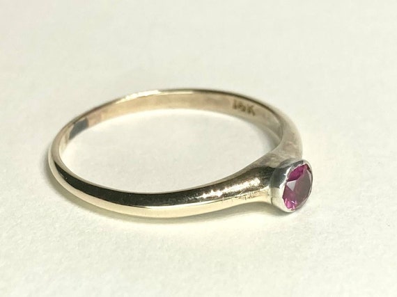 Antique Ruby Low Rise Stacking Ring in 14K Yellow… - image 8