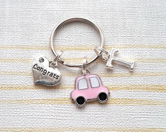 Congrats keyring, driving test pass keychain, exam gift, congratulations on your exam, initial keyring, new driver gift