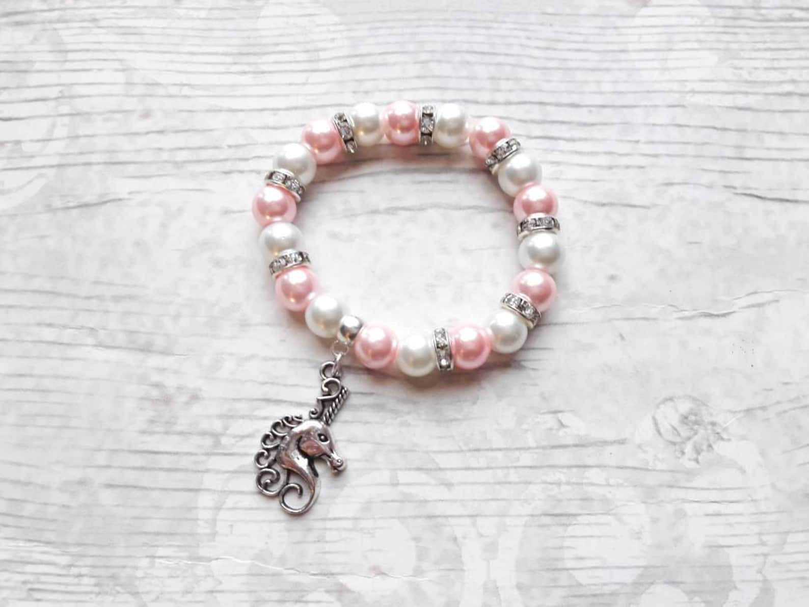 unicorn bracelet, fairytale jewellery, fantasy jewelry, ballet present, gift for girls, friendship bracelet, charm beaded bracel