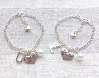 bridesmaid bracelet, flowergirl bracelet, initial gift, thankyou jewellery, bridal jewelry, maid of honor gift, personalised charm bracelet