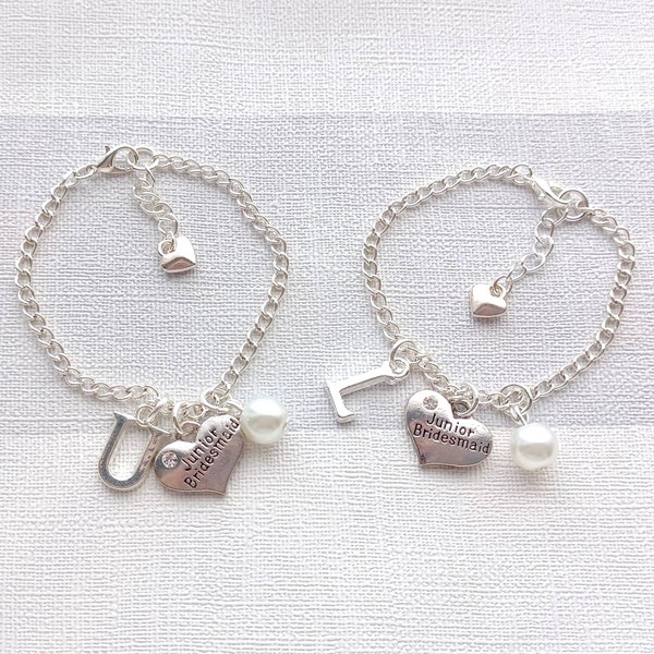 bridesmaid bracelet, flowergirl bracelet, initial gift, thankyou jewellery, bridal jewelry, maid of honor gift, personalised charm bracelet