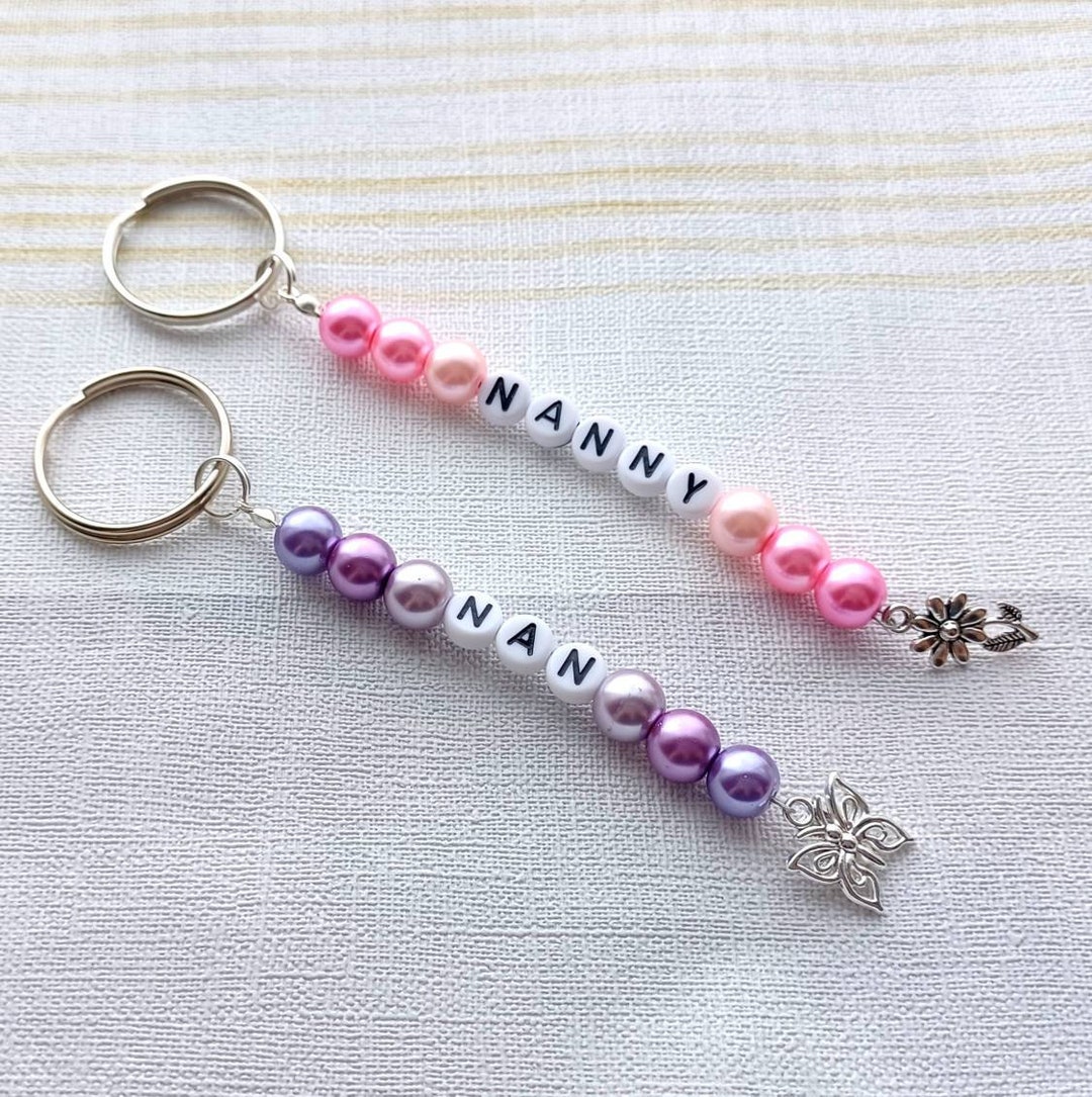 Key Rings Nanny Nan Keyring, Nanny Bag Charm, Personalised Gran Keyring, Grandma Car ...