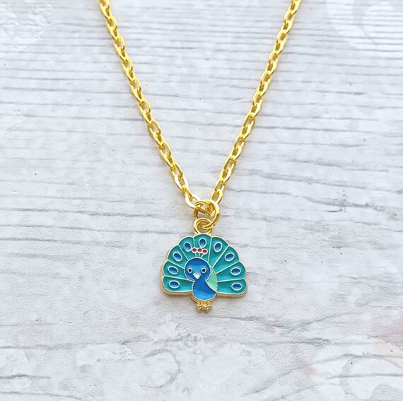 Peacock Necklace, Initial Jewellery, Personalised Jewelry, Bird