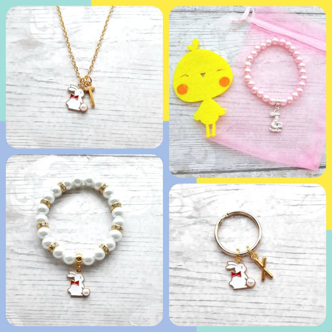 Armband Kaninchen Damen – Rosenquarz & Kristall, Elastisch, Ostergeschenk Für Frauen & Mädchen