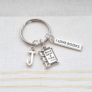 Book keyring, once upon a time keychain, book lover gift, reader present, I love to read, bookwork present, reading accessory
