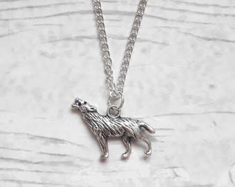 Howling wolf necklace, woodland necklace, dog jewellery, zoo jewelry,  gifts for her, animal lover, stocking filler, mothers day