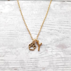 paw print necklace, dog necklace, initial jewellery, personalized jewelry, cute pet gift, animal lover, cat present, paw print pendant