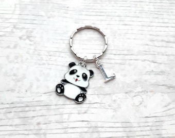 panda keyring, animal keychain, personalised bag charm, initial keyring, panda lover, mothers day gift, birthday present, gifts for mum