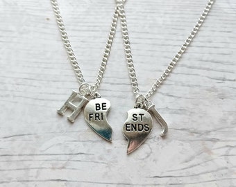 Best friend necklace, best friends jewellery, set of 2, gifts for friend, bff heart necklaces, partners in crime present, friends forever