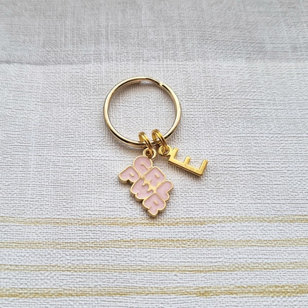 grl pwr keyring, girl power keychain, personalised initial bag charm, mothers day gift, gift for mum, empowerment present