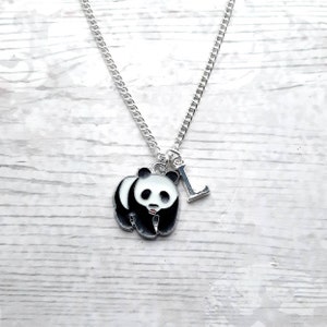 panda necklace, personalised jewellery, personalized initial jewelry, animal necklace, cute bear gift, panda lover present, mothers day
