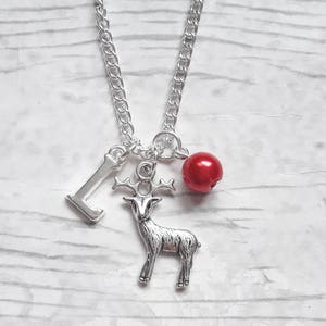 Reindeer necklace, deer necklace, stag jewellery, animal jewelry, initial necklace, personalized present, stocking filler, gifts for her
