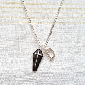 Coffin necklace, halloween jewellery, dracula vampire coffin, cross gift for goth, spooky season, horror jewelry