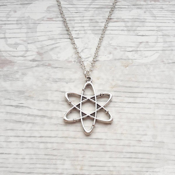 atom necklace, science jewellery, chemistry jewelry, geeky present, graduation gift, molecule necklace, physics necklace, electron charm