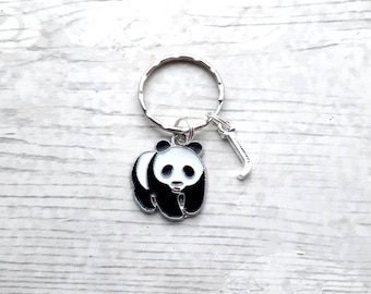 panda keyring, animal keychain, personalised bag charm, initial keyring, panda lover, mothers day gift, birthday present, gifts for mum