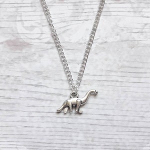 Dinosaur necklace, brachiosaurus jewelry, dino jewellery, jurassic necklace, t-rex pendant, long neck dino gift, personalised gift for kids