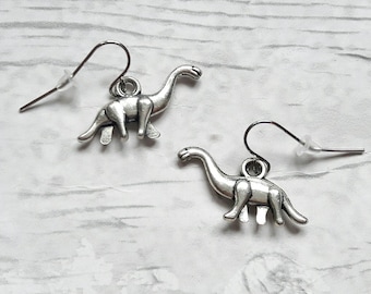brachiosarous earrings, dinosaur earrings, reptile charm, animal jewellery, dino jewelry, retro handmade earrings, gifts for her