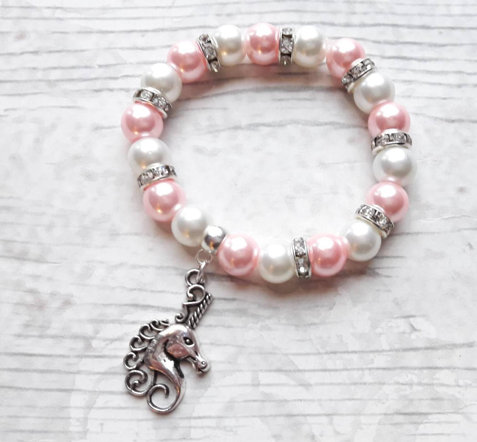 unicorn bracelet, fairytale jewellery, fantasy jewelry, ballet present, gift for girls, friendship bracelet, charm beaded bracel