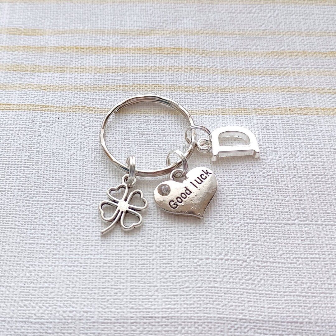Good Luck Keyring, Four Leaf Clover Keychain, New Home Present, Exam ...