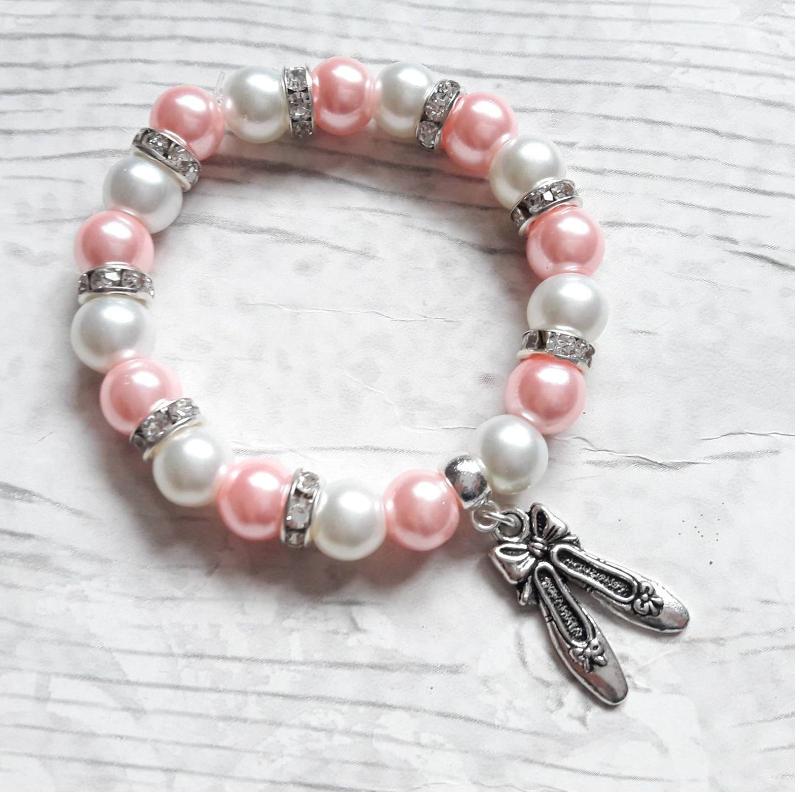 ballet shoe bracelet, ballerina jewellery, dance jewelry, ballet present, gift for girls, friendship bracelet, charm beaded brac