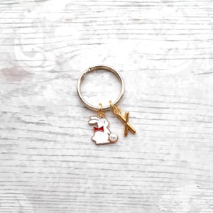 Rabbit keyring, bunny keychain, easter spring accessory, easter bunny gift, animal lover present, cute gifts for girls