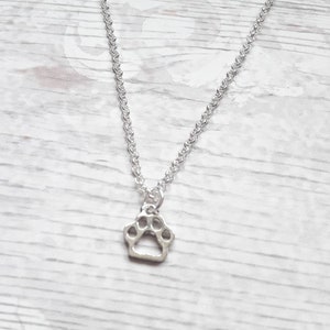 paw print necklace, dog necklace, initial jewellery, personalized jewelry, cute pet gift, animal lover, cat present, paw print pendant