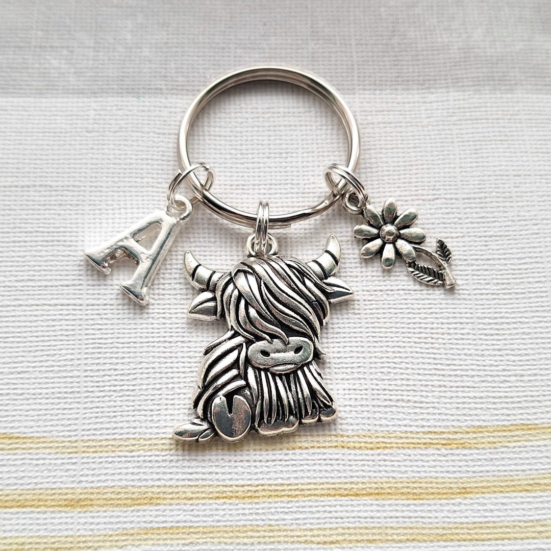 Farm Key Rings Highland Cow Keyring, Farm Animal Lover, Farmer Present, Gift for ...