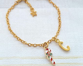 Candy cane bracelet, festive christmas jewellery, stocking filler, Christmas eve box, stocking filler, secret santa present, holiday season