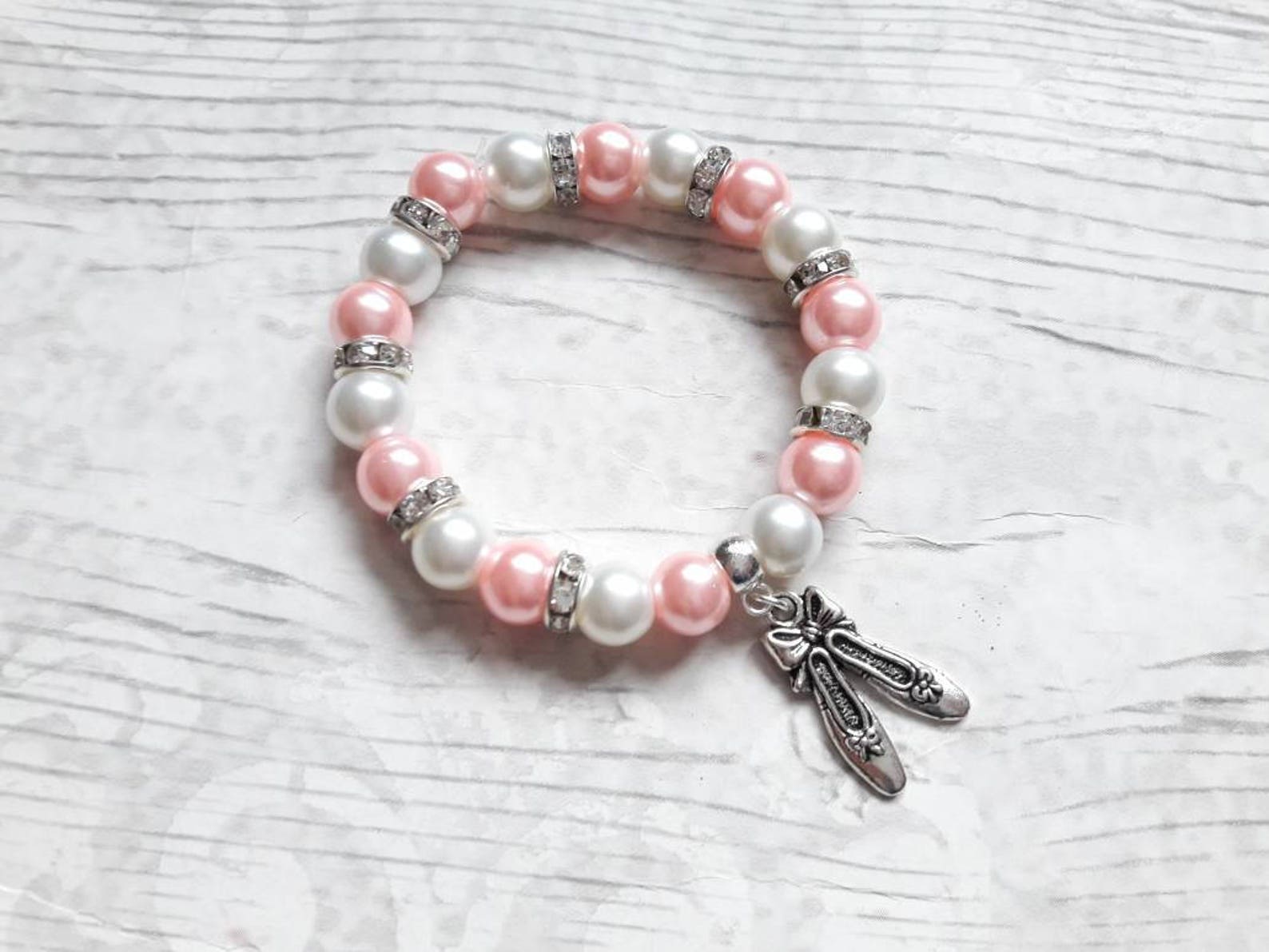 ballet shoe bracelet, ballerina jewellery, dance jewelry, ballet present, gift for girls, friendship bracelet, charm beaded brac