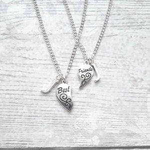 Best friend necklace, set of 2 bff heart necklaces, partners in crime present, friends forever, jewellery gift for friend, birthday present