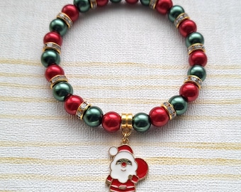 Festive christmas bracelet, stocking filler, Christmas eve box, secret santa present, Xmas jewelry, seasonal jewellery, gingerbread man gift