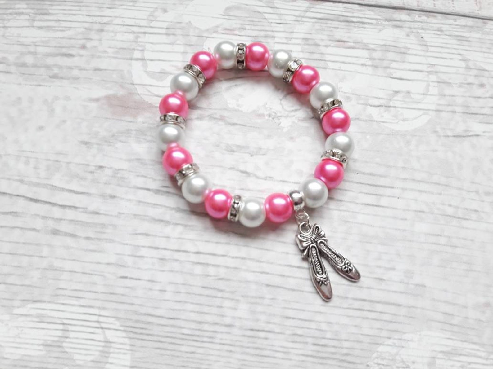 ballet shoe bracelet, ballerina jewellery, dance jewelry, ballet present, gift for girls, friendship bracelet, charm beaded brac