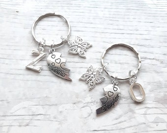 Mother and daughter keyrings, set of 2 key chains, mothers day present, gift for mum and daughter