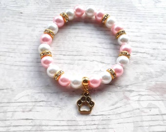 Paw print bracelet, dog and cat print jewellery, animal lover gift, presents for kids, pet memorial gift