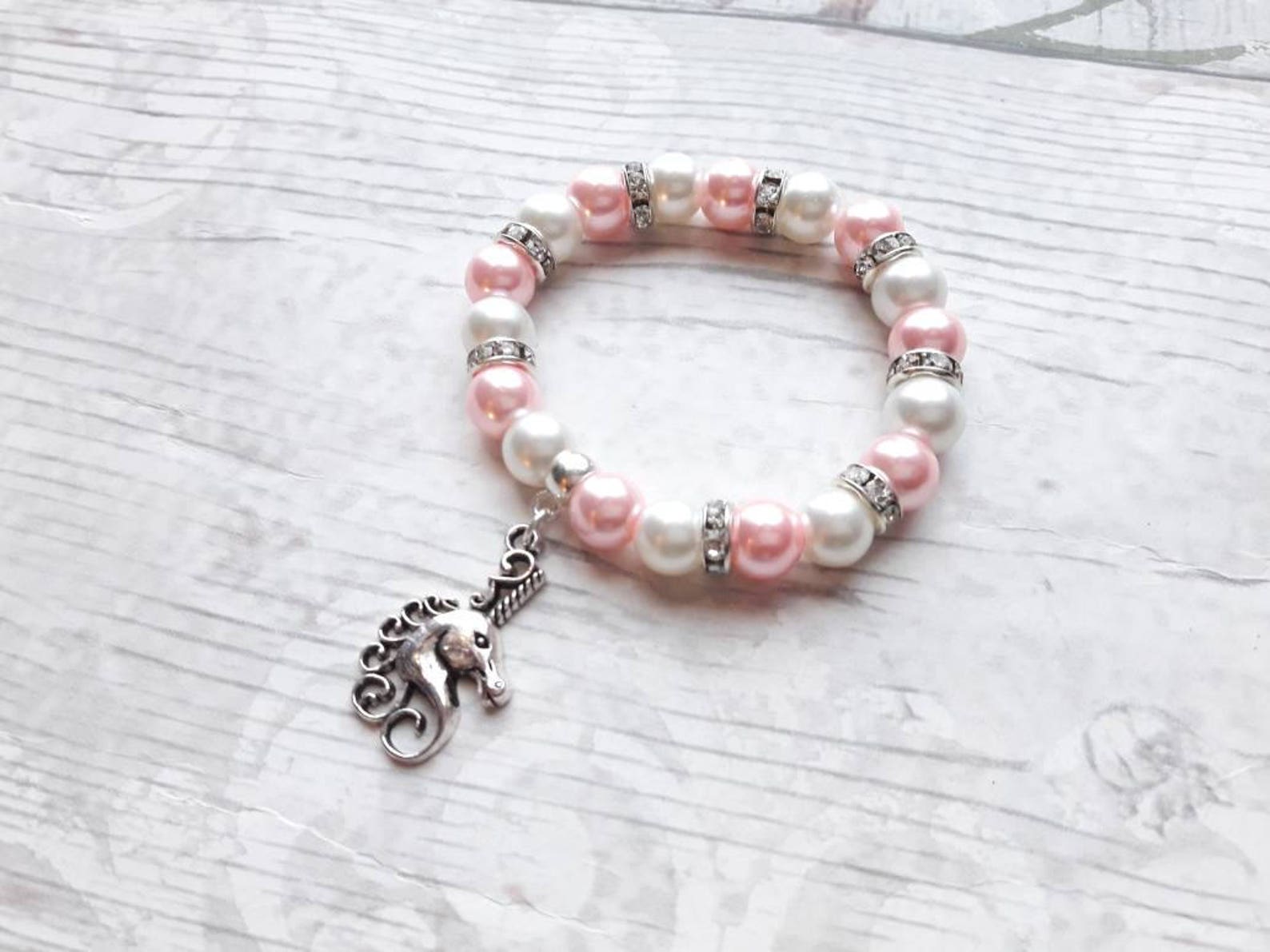 unicorn bracelet, fairytale jewellery, fantasy jewelry, ballet present, gift for girls, friendship bracelet, charm beaded bracel