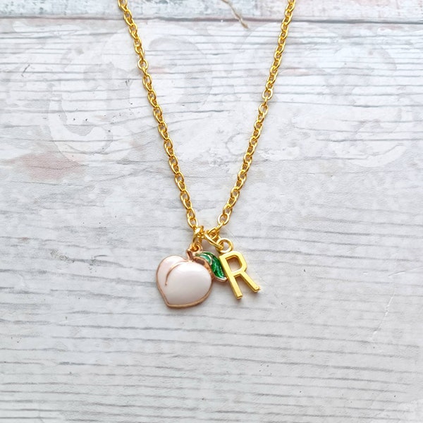 Peach necklace, fruit jewellery, food lover, my cute little peach, gifts for her