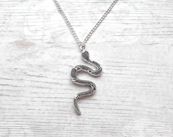 große Schlange Halskette, Schlange Halskette, Reptil Schmuck, personalisierte Initial Halskette, Haustier Schmuck, Geschenke für ihn