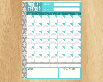 HAPPY PLANNER - NANOWRIMO Monthly Writing Tracker Worksheet - Snowflakes