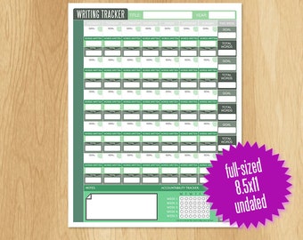 Writing Tracker Calendar - Undated Green