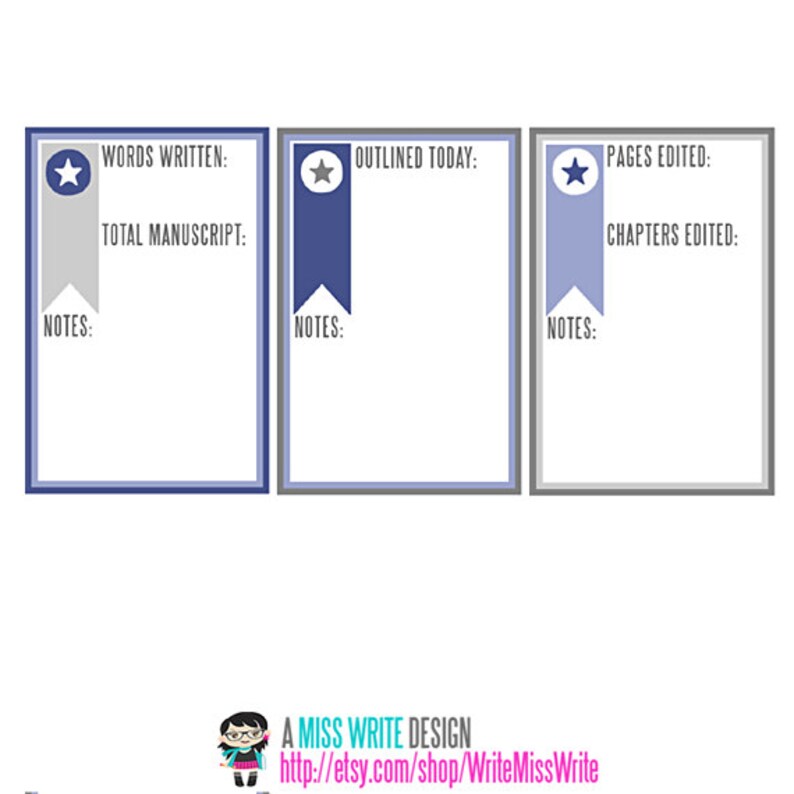 Writing Tracker Stickers NANOWRIMO Blue HAPPY PLANNER | Etsy
