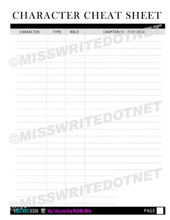 Character Worksheet Bundle Etsy