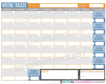 NANOWRIMO 2018 Calendar WORD COUNT Tracker