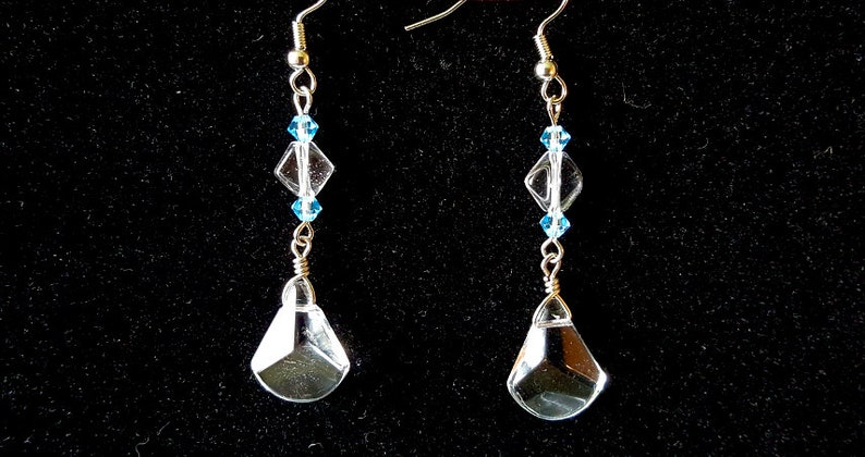 Glass Triangle Dangle with Light Blue Crystal Accents
