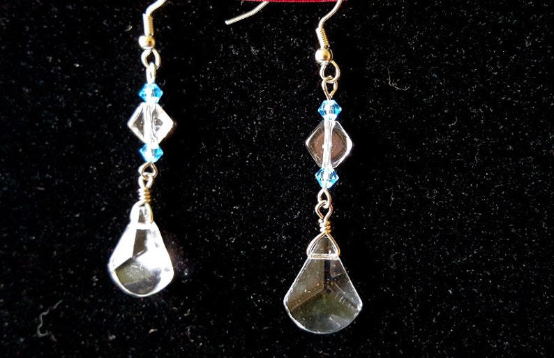 Glass Triangle Dangle with Light Blue Crystal Accents