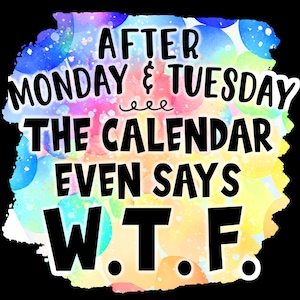 After Monday & Tuesday the Calendar Even Says W. T. F. - Sublimation Transfer